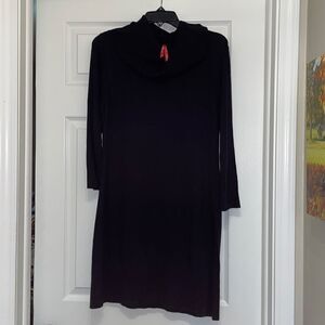 Ruby Ribbon Black Long Sleeved Cowl Neck Sweater Dress